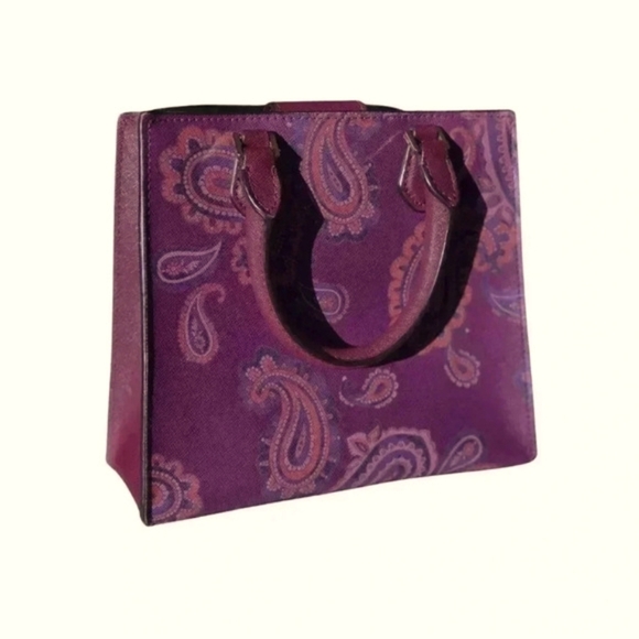 Michael Kors Bridgette Messenger Bag with Paisley Print Plum Purple - Picture 3 of 11